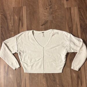 Free People Cream Textured Sweater